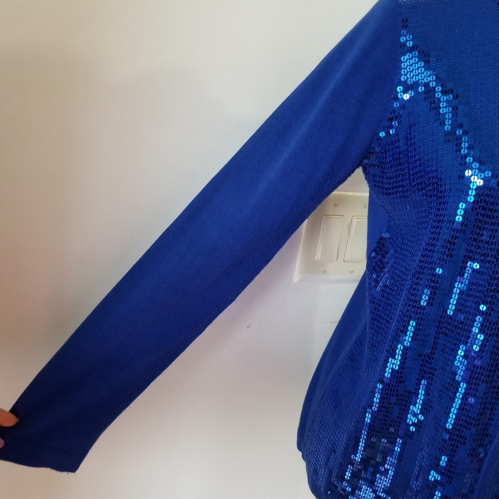 COPY - QUACKER FACTORY Cardigan Royal Blue Sequin Sweater SIZE XS. - Picture 4 of 15